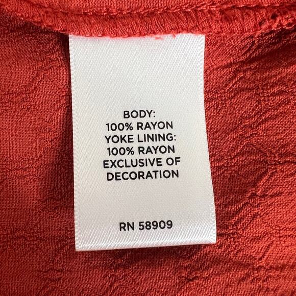 Nurture by Westbound Womens Tunic 3X Burnt Orange Embroidered Peasant Blouse - Picture 6 of 9